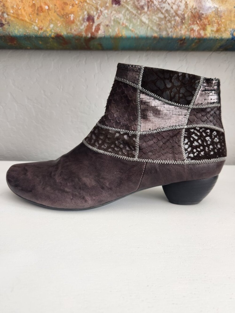 AIDA Brown Leather Patchwork Ankle Boot | 41 (US 9.5)